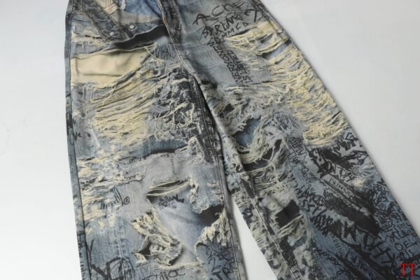 Optical illusion erosion destruction graffiti 3D printing baggy loose tear graffiti printing set M-XXL14 - Image 5